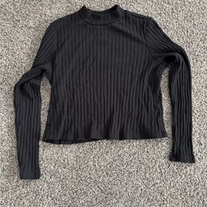 Old Navy Black Ribbed Long Sleeve Tee